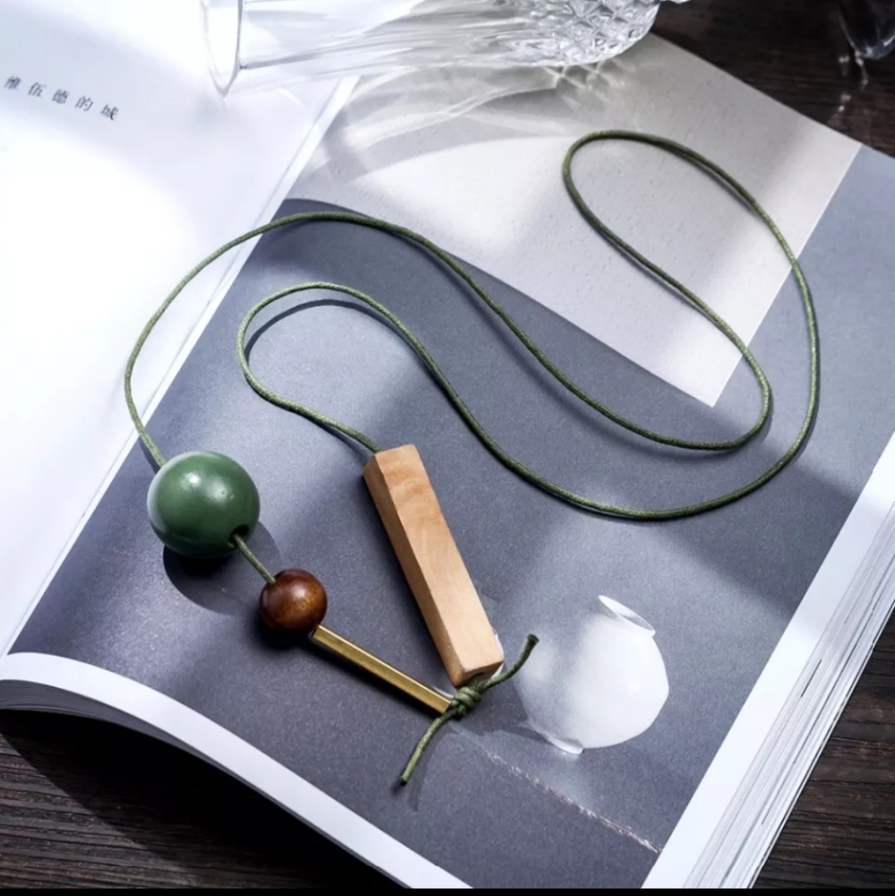 Modern Wooden Geometrical Multi Color Necklace